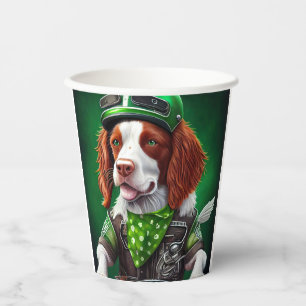 Brittany Spaniel Fahrrad St. Patrick's Day Pappbecher
