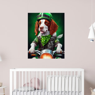 Brittany Spaniel Fahrrad St. Patrick's Day Poster