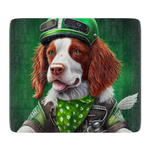 Brittany Spaniel Fahrrad St. Patrick's Day Schneidebrett