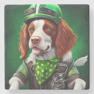 Brittany Spaniel Fahrrad St. Patrick's Day Steinuntersetzer