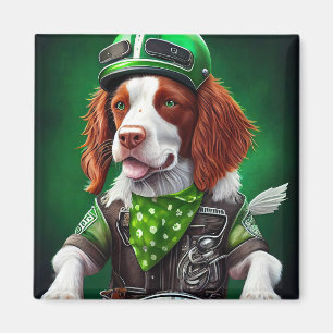 Brittany Spaniel fährt Fahrrad am St. Patrick's Da Magnet