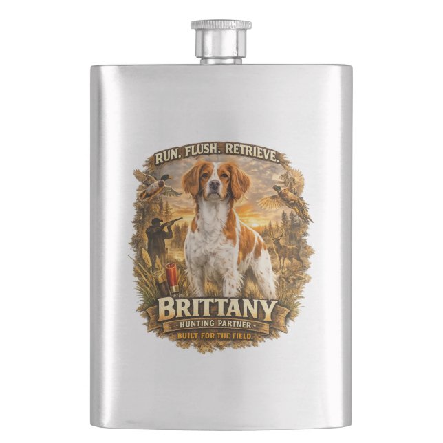 Brittany Spaniel Flachmann (Vorderseite)