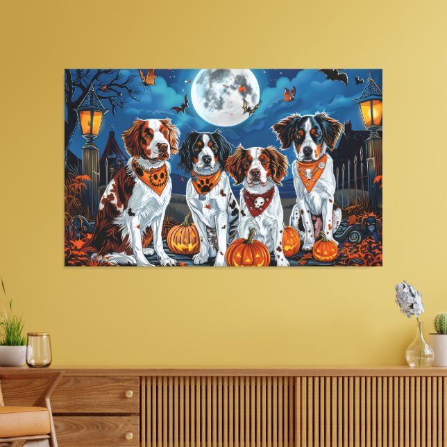 Brittany Spaniel Halloween Spooky Leinwanddruck (Insitu (Wohnzimmer))