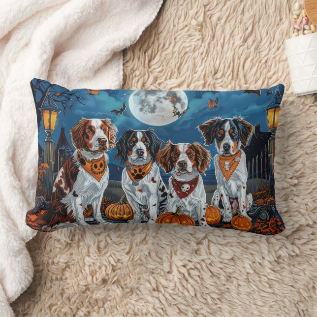 Brittany Spaniel Halloween Spooky Lendenkissen (Decke)