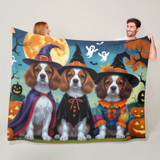Brittany Spaniel Hogs Pumpkin Halloween Funny Fleecedecke (Beispiel)