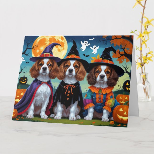 Brittany Spaniel Hogs Pumpkin Halloween Funny Karte (Gelbe Blume)