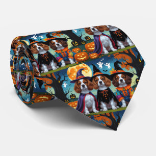 Brittany Spaniel Hogs Pumpkin Halloween Funny Krawatte