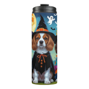 Brittany Spaniel Hogs Pumpkin Halloween Funny Thermosbecher