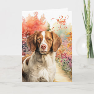 Brittany Spaniel Hund Bunter Gartenweg Dankeskarte