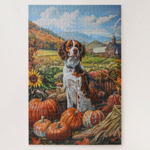 Brittany Spaniel Hund Herbsternte Erntedank Puzzle