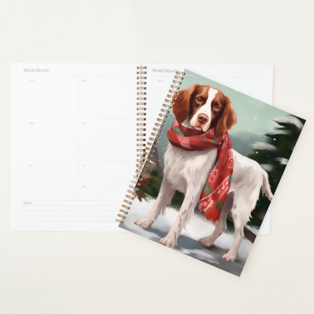 Brittany Spaniel Hund in Schnee Weihnachten Planer (Anzeige)