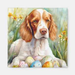 Brittany Spaniel Hund mit Ostereiern Feiertag Magnet