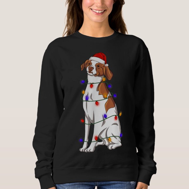 Brittany Spaniel Hund tragen Weihnachtshuttler Sweatshirt (Vorderseite)