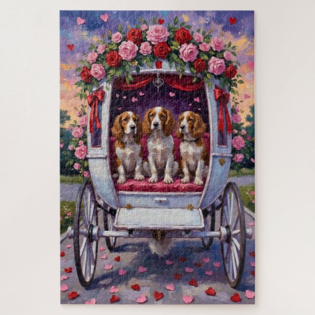 Brittany Spaniel Hund Valentinstag  Puzzle (Vertikal)