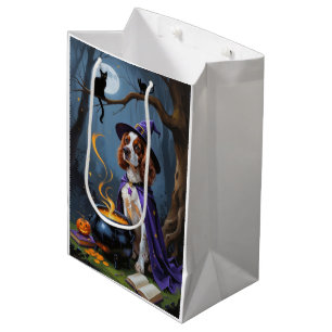 Brittany Spaniel Hund Whimsical Halloween-Malerei Mittlere Geschenktüte