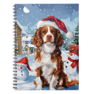 Brittany Spaniel Hund Winter Wonderland Weihnachte Notizblock