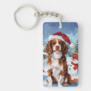 Brittany Spaniel Hund Winter Wonderland Weihnachte Schlüsselanhänger