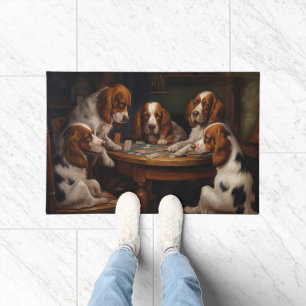Brittany Spaniel Hunde beim Pokerspielen Kunst Fußmatte