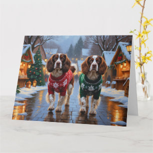 Brittany Spaniel Hunde Weihnachtsschneeferien Karte