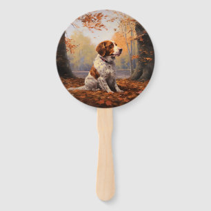 Brittany Spaniel im Herbstlaub Fall Inspiriert Fächer