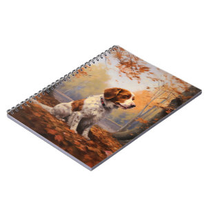 Brittany Spaniel im Herbstlaub Fall Inspiriert Notizblock