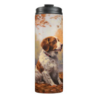 Brittany Spaniel im Herbstlaub Fall Inspiriert