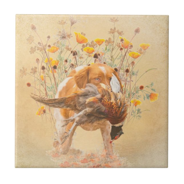 Brittany Spaniel, Jagd Fasan Coffee Tasse T-Sh Fliese (Vorderseite)