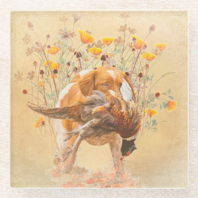 Brittany Spaniel, Jagd Fasan Coffee Tasse T-Sh Glasuntersetzer (Vorderseite)
