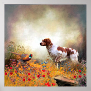 Brittany Spaniel, Jagdparasant Poster