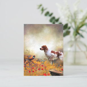 Brittany Spaniel, Jagdparasant   Postkarte