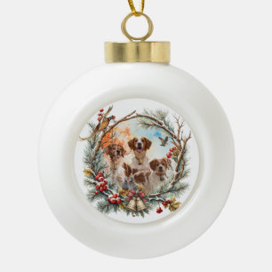 Brittany Spaniel Keramik Kugel-Ornament