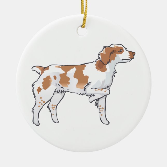 Brittany Spaniel Keramik Ornament (Vorne)