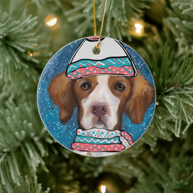 Brittany Spaniel Keramik Ornament (Baum)
