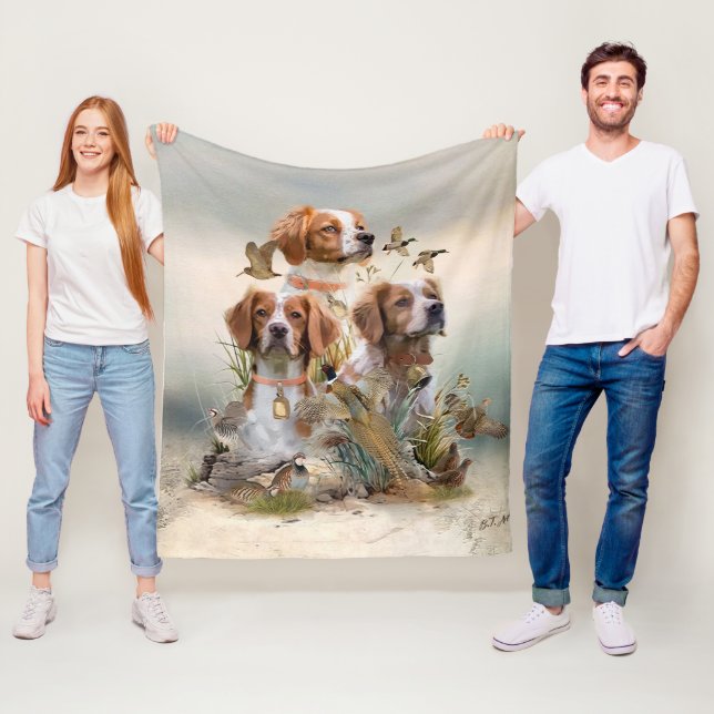 Brittany Spaniel , Leidenschaft für Vögel Fleecedecke (Beispiel)