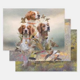 Brittany Spaniel , Leidenschaft für Vögel Geschenkpapier Set