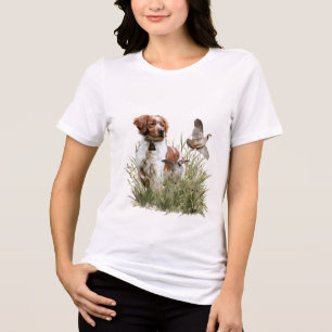Brittany Spaniel , Leidenschaft für Vögel Tri-Blend Shirt