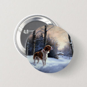 Brittany Spaniel Let It Snow Weihnachten Button