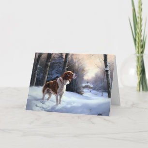 Brittany Spaniel Let It Snow Weihnachten Karte