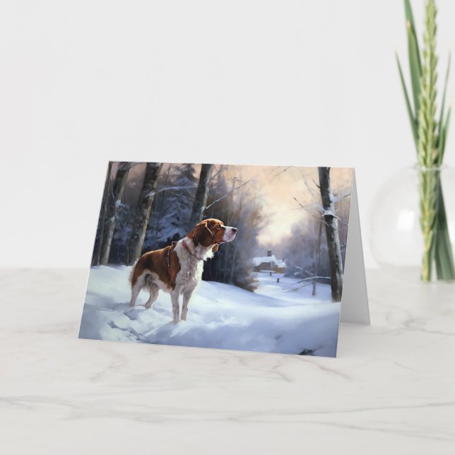 Brittany Spaniel Let It Snow Weihnachten Karte (Vorderseite)
