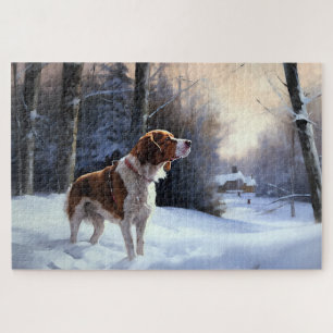 Brittany Spaniel Let It Snow Weihnachten Puzzle