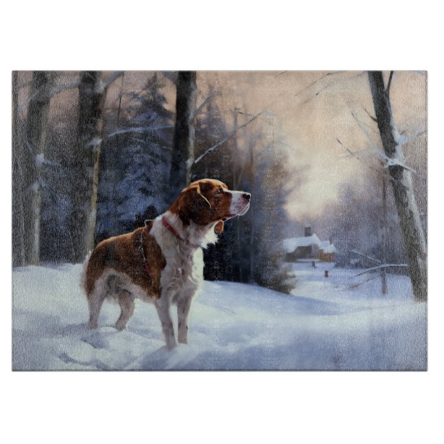 Brittany Spaniel Let It Snow Weihnachten Schneidebrett (Vorderseite)