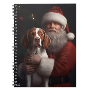 Brittany Spaniel mit dem Weihnachtsmann Weihnachte Notizblock