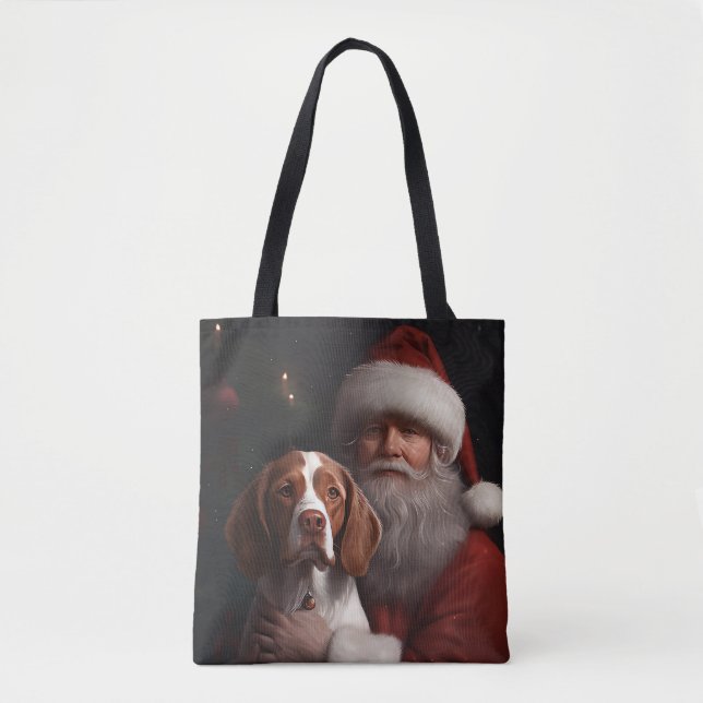 Brittany Spaniel mit Weihnachten im Weihnachtsmann (Vorderseite)