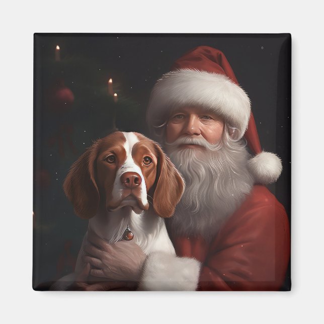 Brittany Spaniel mit Weihnachten im Weihnachtsmann Magnet (Vorne)