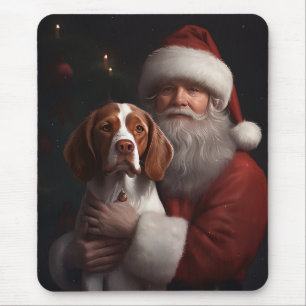 Brittany Spaniel mit Weihnachten im Weihnachtsmann Mousepad