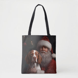 Brittany Spaniel mit Weihnachtsmann Weihnachten