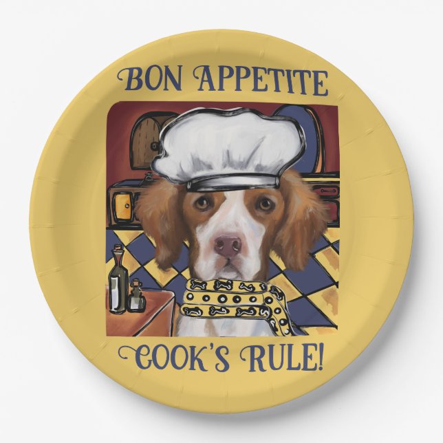 Brittany Spaniel Pappteller (Vorderseite)