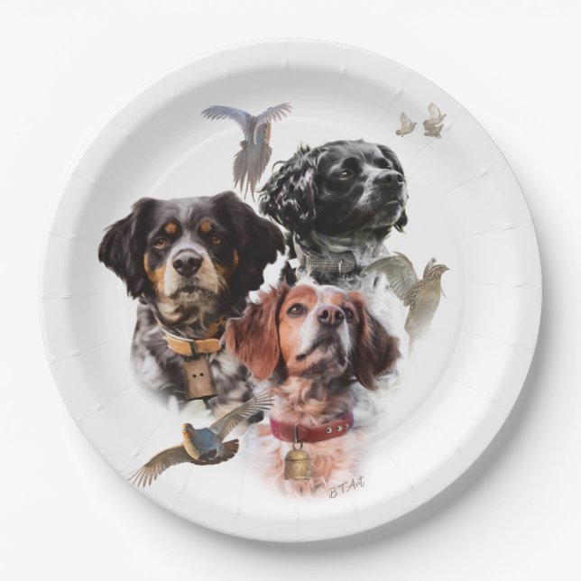 Brittany Spaniel Pappteller (Vorderseite)