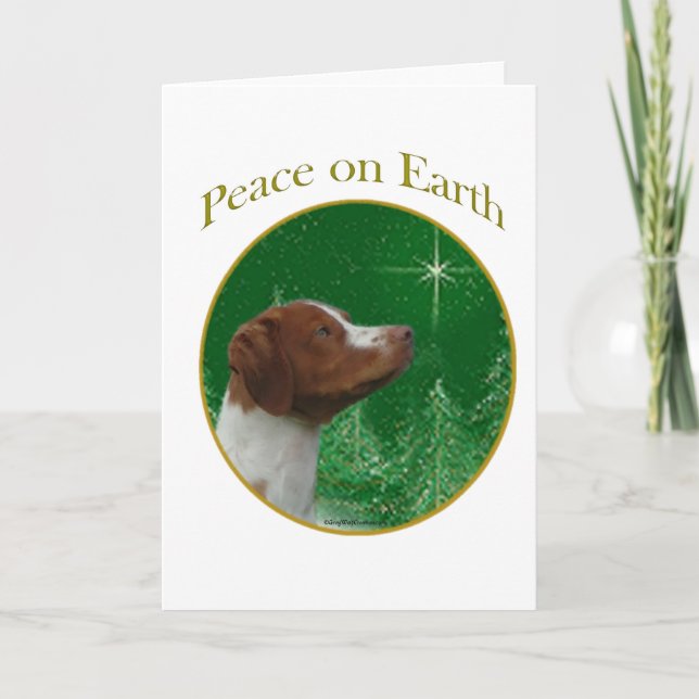 Brittany Spaniel Peace Feiertagskarte (Vorderseite)