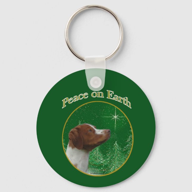 Brittany Spaniel Peace Schlüsselanhänger (Vorderseite)